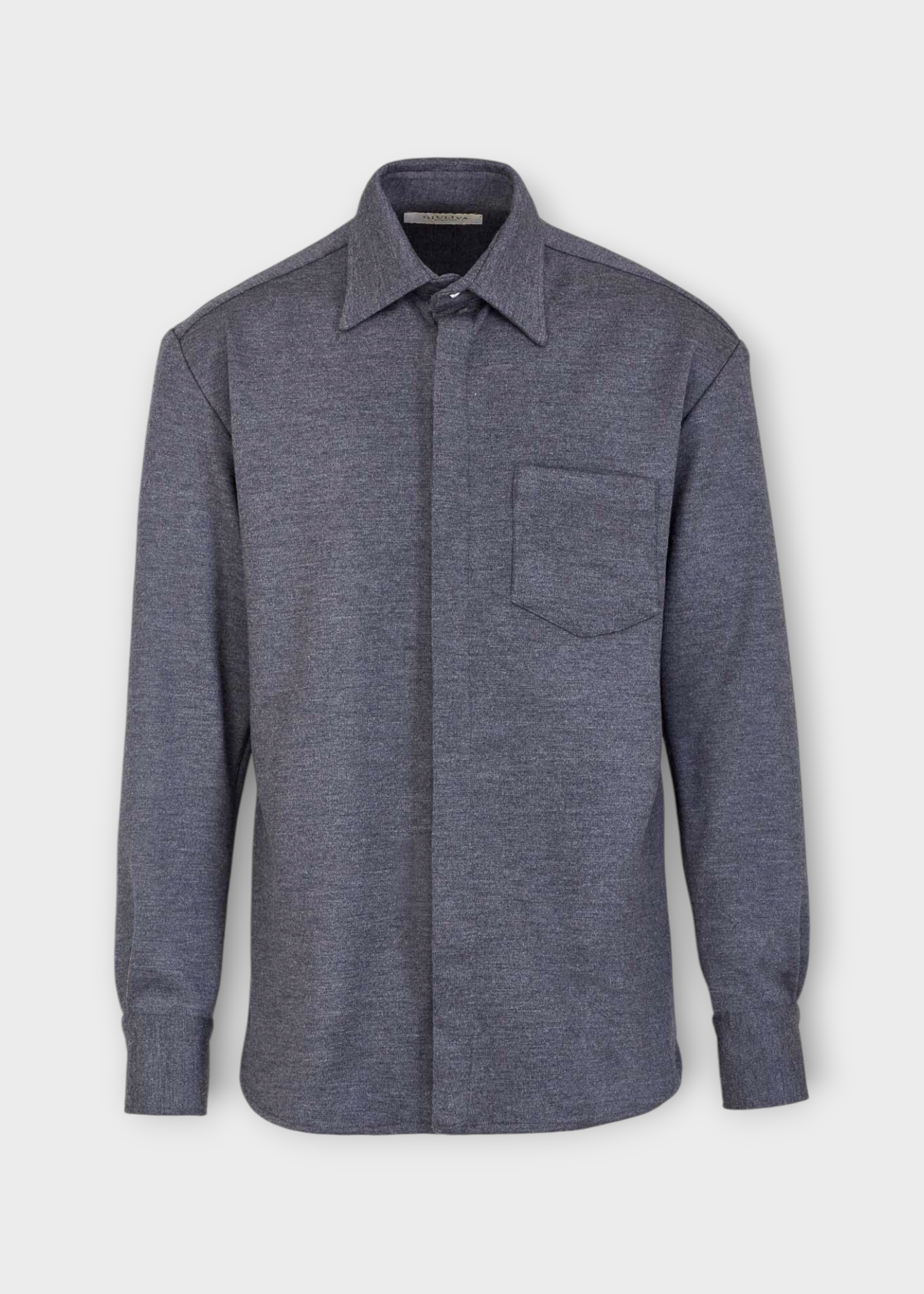Giuliva Heritage Giuliva Heritage Shirt, Grey, The Alberto Wool Jersey Oversized Shirt w/ Chest Pocket
