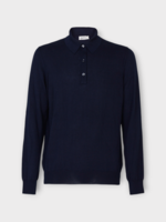 Giuliva Heritage Giuliva Heritage Knitwear, Blue, The Tancredi Cashmere & Silk Collared Knitted Polo in Navy Blue