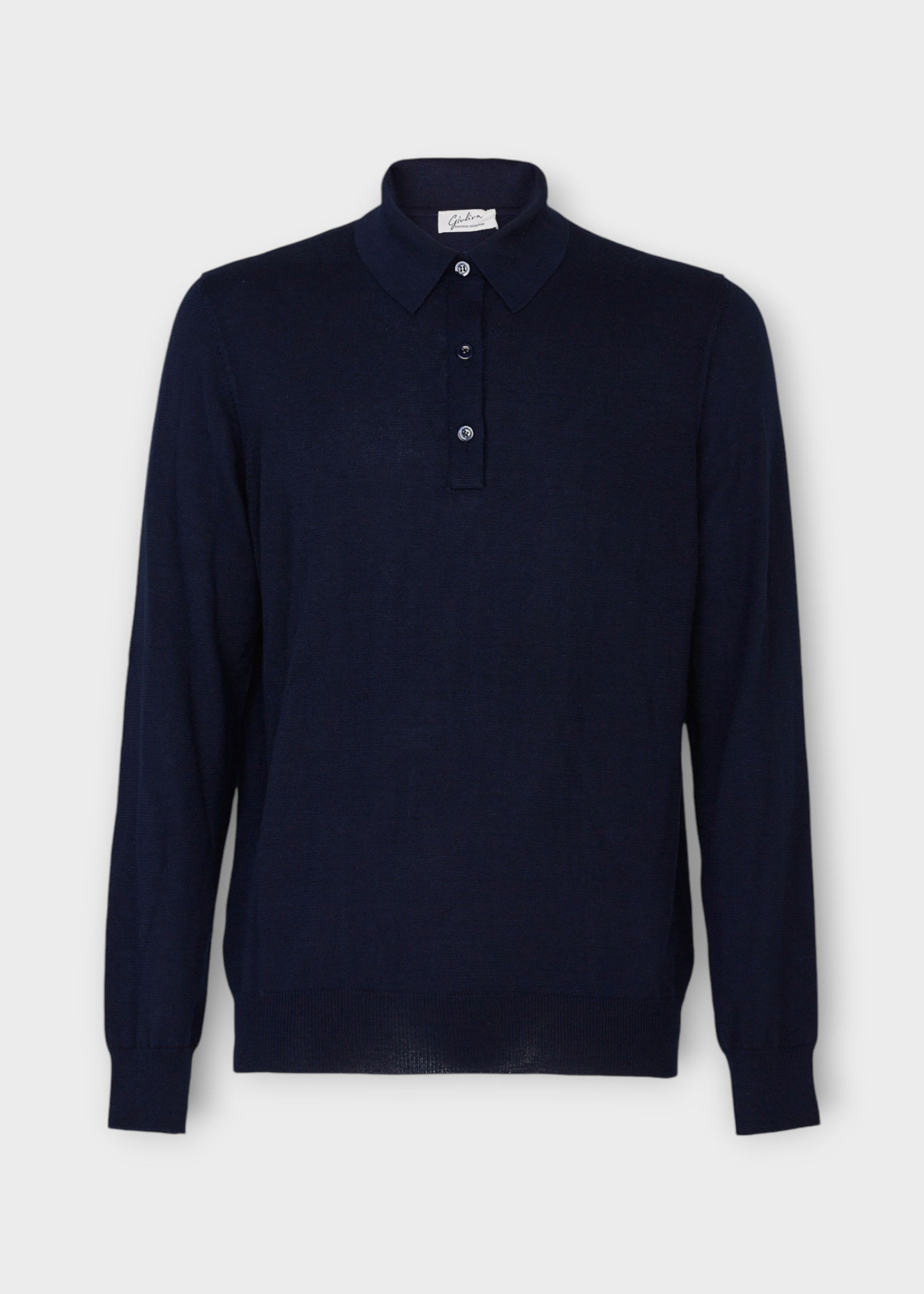 Giuliva Heritage Giuliva Heritage Knitwear, Blue, The Tancredi Cashmere & Silk Collared Knitted Polo in Navy Blue
