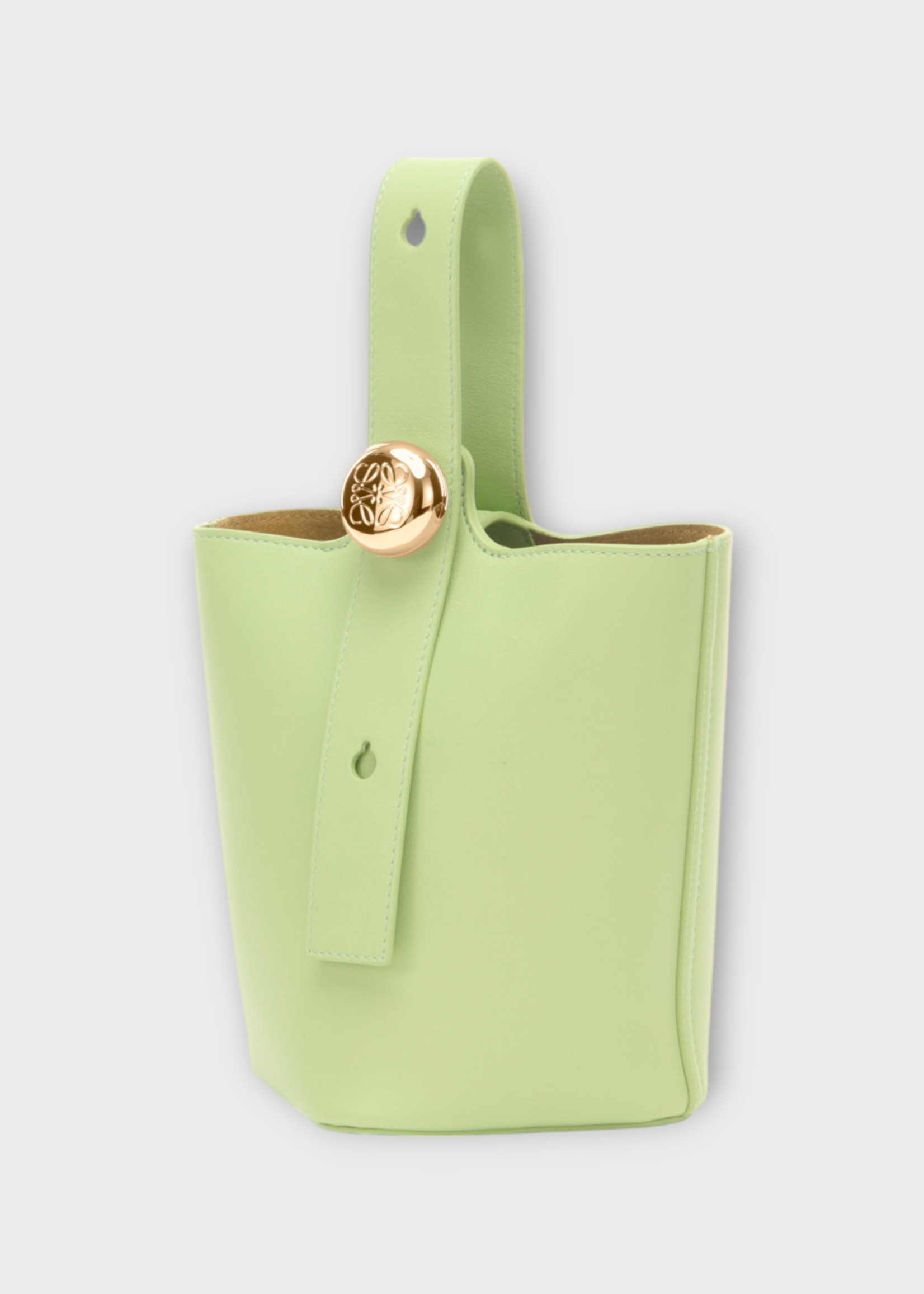 Loewe Loewe Bag, Green, Pebble Mellow Calfskin Mini Bucket Bag In Light Pear