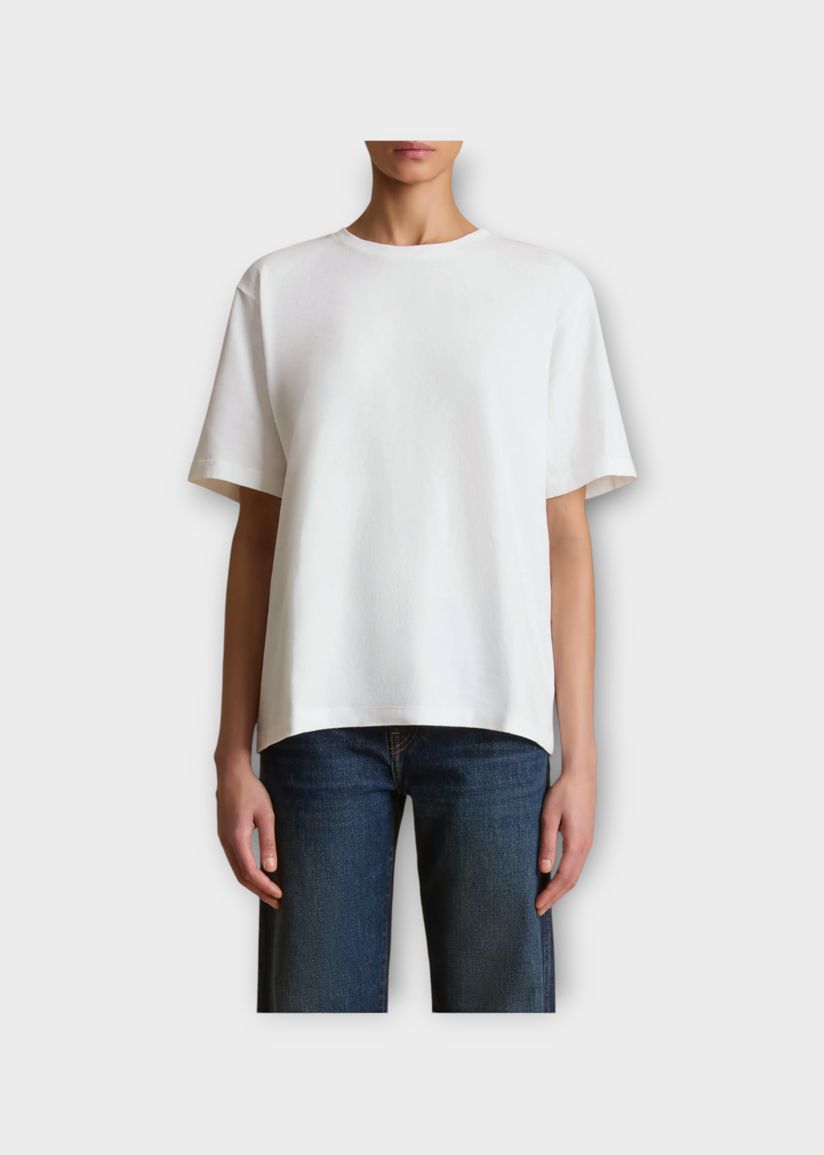 Khaite Khaite T-Shirt, White, Mae Cotton Loose Fit Crew Neck Short Sleeve