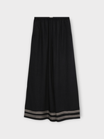 Bode Bode Trousers, Navy, Mathilde Mid Raise Wide Leg Pants In Navy w/ Cream Stripes