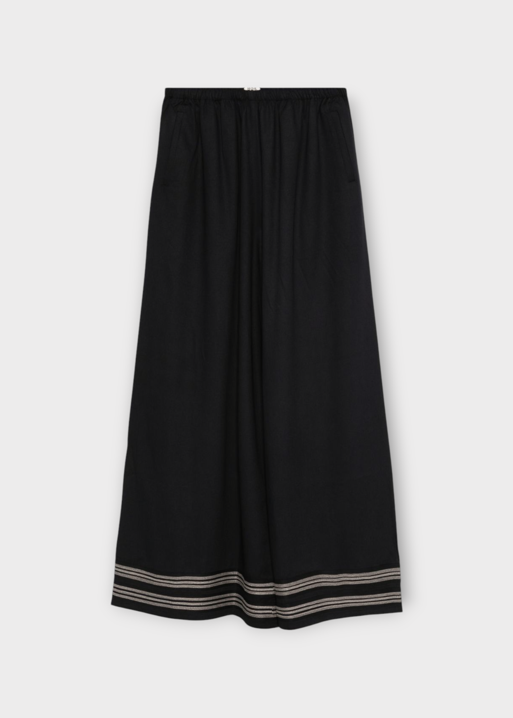 Bode Bode Trousers, Navy, Mathilde Mid Raise Wide Leg Pants In Navy w/ Cream Stripes