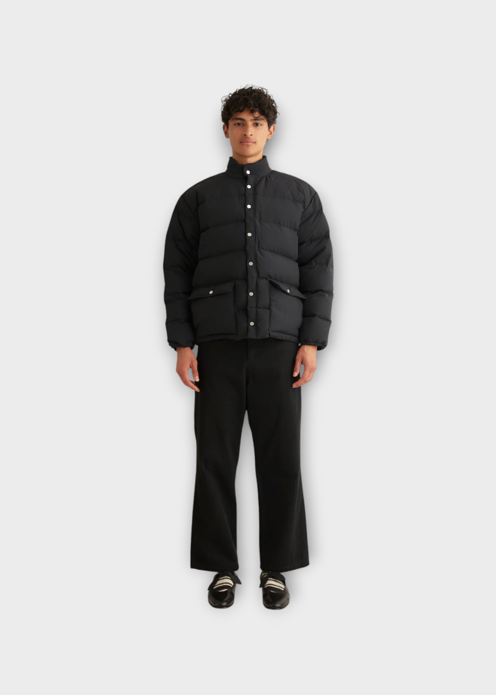 Bode Bode Jacket, Black, Burlington Nylon High Collar Puffer Jacket