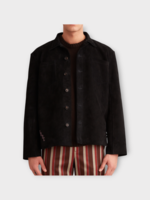 Bode Bode Shirt, Black, Suede Leather Buckled Work Shirt In Black