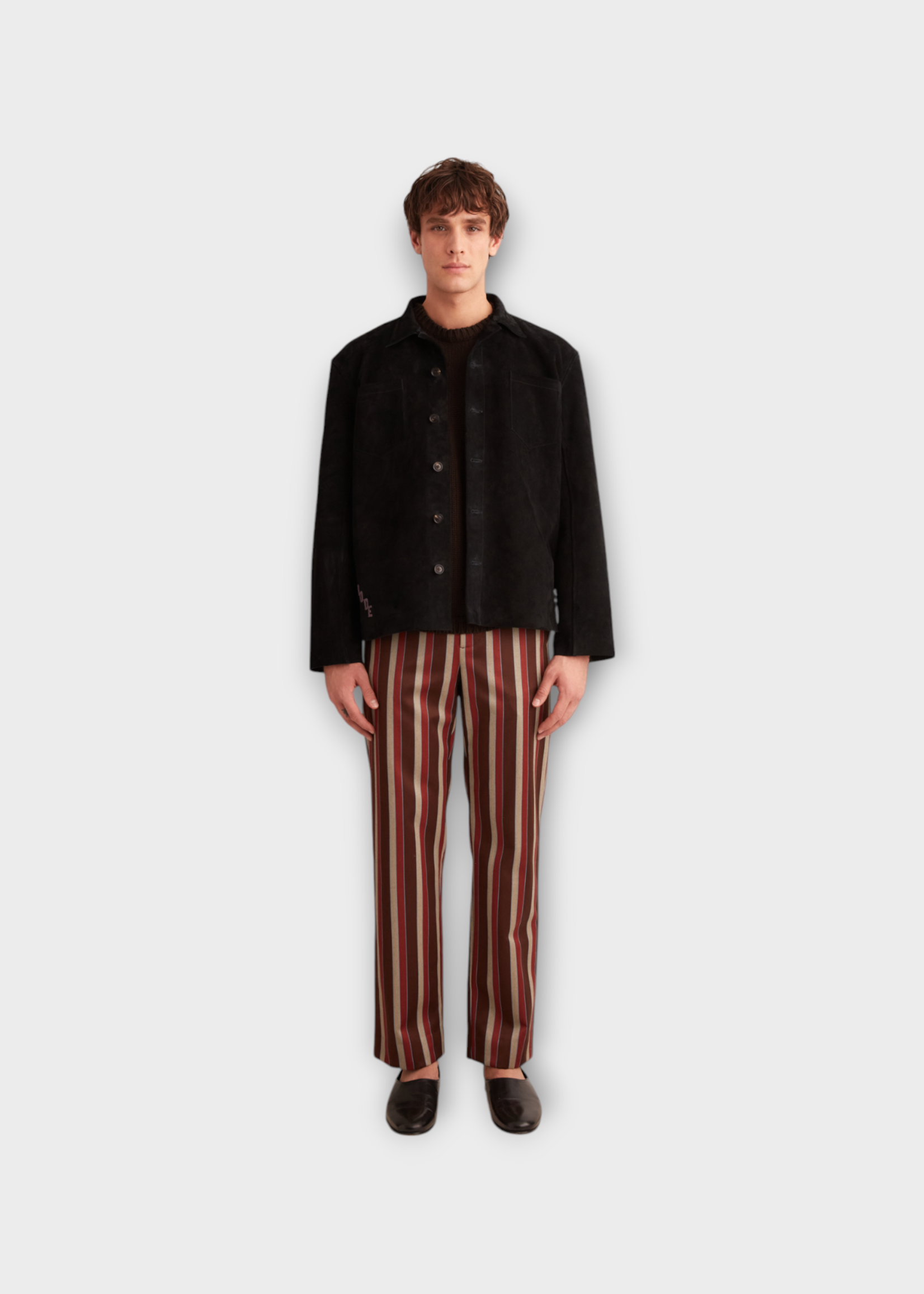 Bode Bode Shirt, Black, Suede Leather Buckled Work Shirt In Black