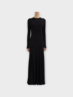 Christopher Esber Christopher Esber Dress, Black, Bezel Crew Neck Long Dress In Black w/ Open Back & Quartz Stone