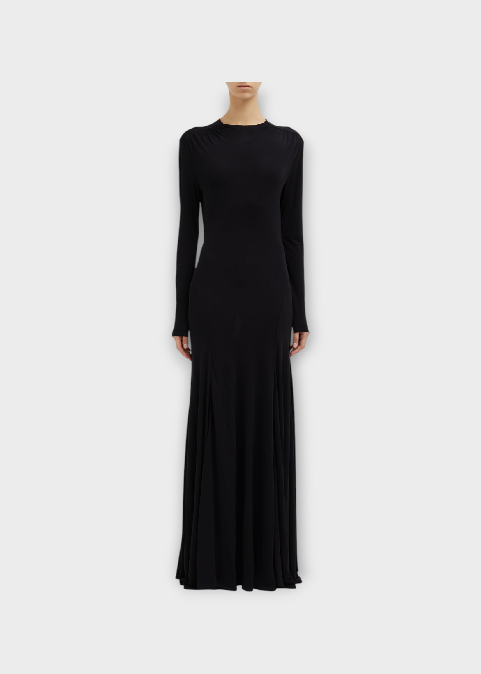 Christopher Esber Christopher Esber Dress, Black, Bezel Crew Neck Long Dress In Black w/ Open Back & Quartz Stone
