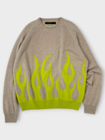 Frenckenberger Frenckenberger Knitwear, Multi, Frenckenberger x Sylvie Fleury Knitwear In Pointilised Grey w/ Neon Yellow Flames