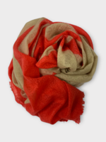 Frenckenberger Frenckenberger Scarf, Multi, Frenckenberger x Sylvie Fleury Woven Scarf In Faded Beige w/ Faded Red Flames