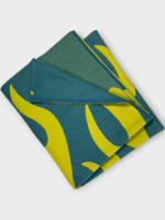 Frenckenberger Frenckenberger Blanket, Multi, Frenckenberger x Sylvie Fleury Big Blanket In Faded Blue w/ Neon Yellow Flames