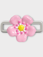 Poubel Poubel Charm, Print, Pink Flower Hand Painted Enamel w/ Sterling Silver