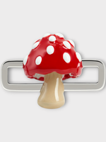 Poubel Poubel Charm, Print, Red Mushroom Hand Painted Enamel w/ Sterling Silver