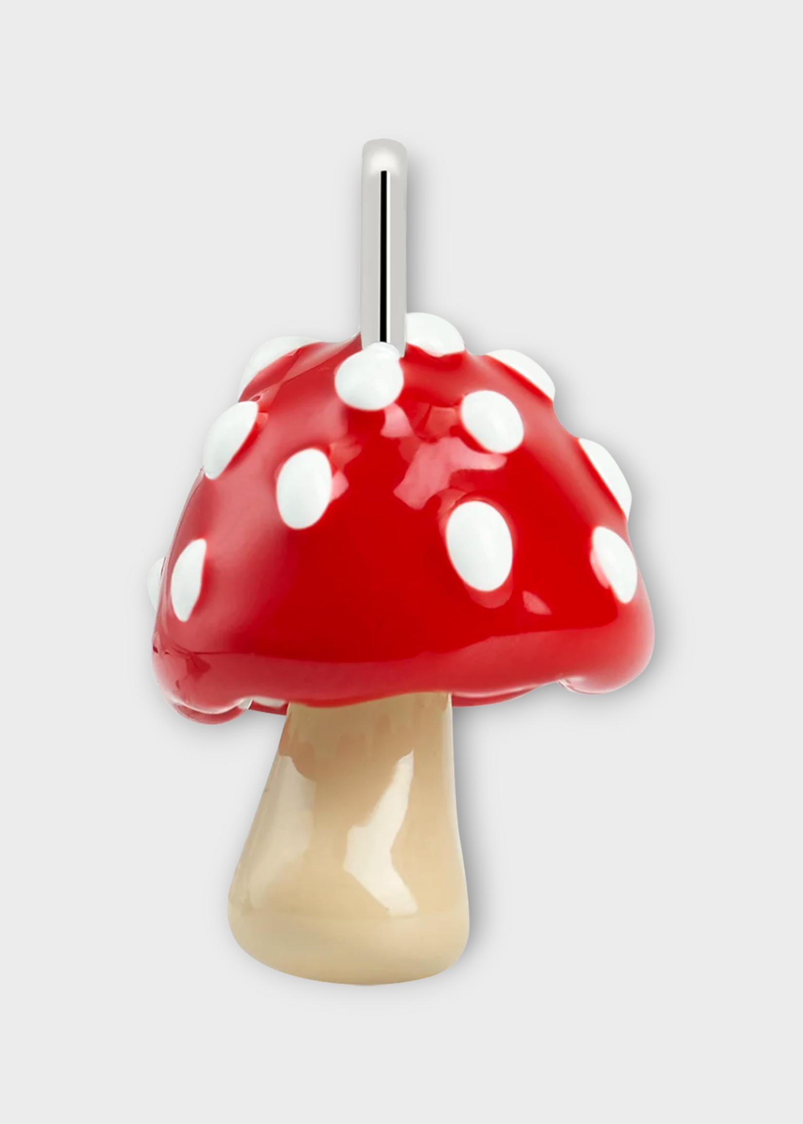 Poubel Poubel Pendant, Print, Red Mushroom Hand Painted Enamel w/ Sterling Silver