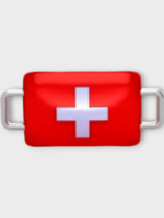 Poubel Poubel Charm, Print, Swiss Flag Hand Painted Enamel w/ Sterling Silver