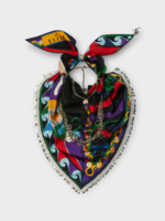 Emilio Pucci Emilio Pucci Scarf, Print, Silk Necklace Chain Embellished Foulard in Multicolour w/ Iride & Marmo Print