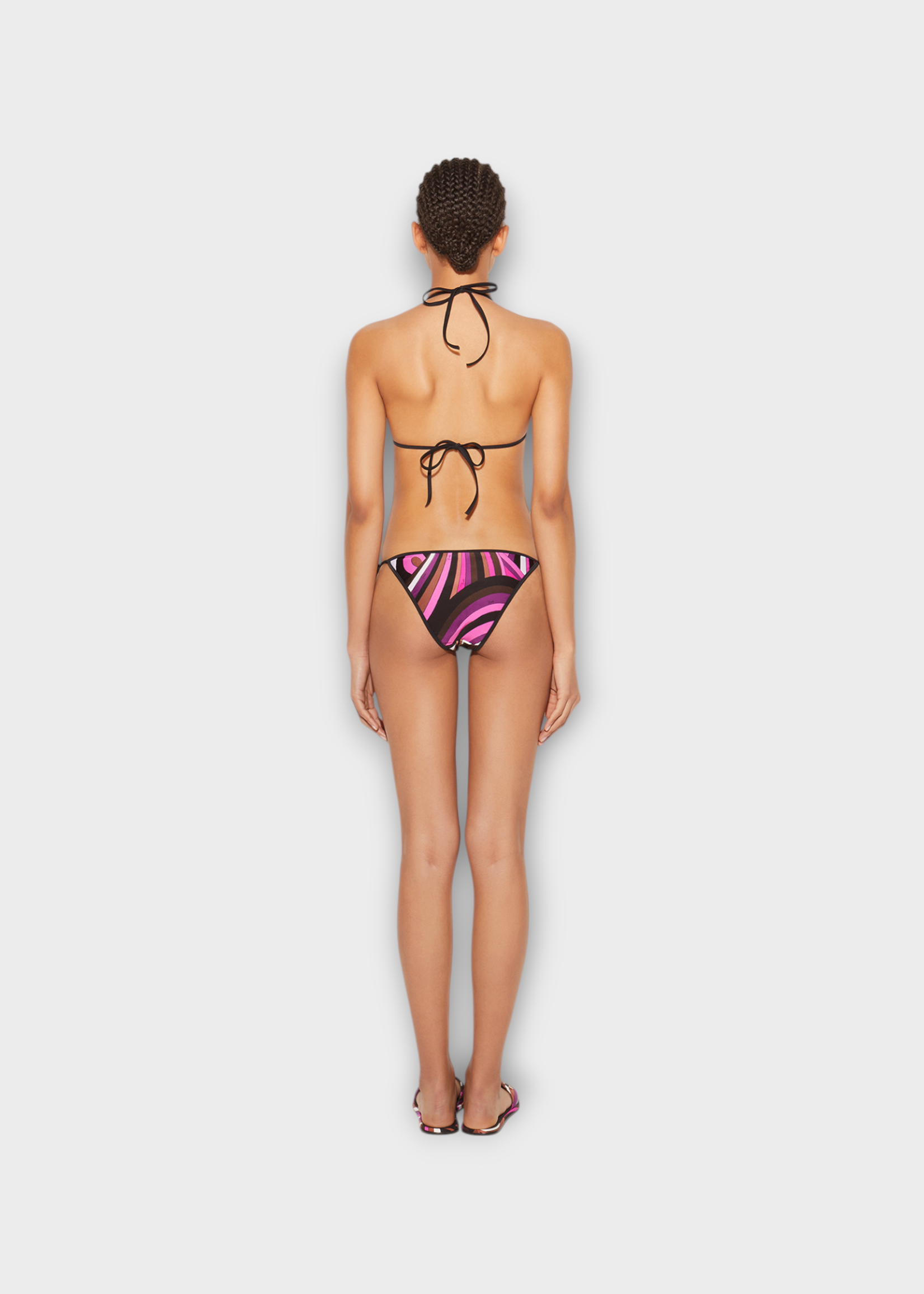 Emilio Pucci Emilio Pucci Swimwear, Print, Jersey Bikini Briefs in Fuchsia & Brown w/ Iride Print