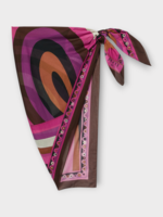 Emilio Pucci Emilio Pucci Scarf, Print, Cotton Long Pareo Beach Wear in Fuchsia & Brown w/ Iride Print