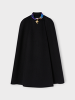 Emilio Pucci Emilio Pucci Coat, Black, Wool Cape Collared in Black w/ Iride Print Detail