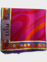 Emilio Pucci Emilio Pucci Scarf, Print, Silk Large Foulard in Navy & Red w/ Marmo & Orchid Print
