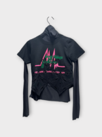 Conner Ives Conner Ives T-Shirt, Black, Cotton Shiffili Layered Top in Black w/ "Great Things Are Happening" Print