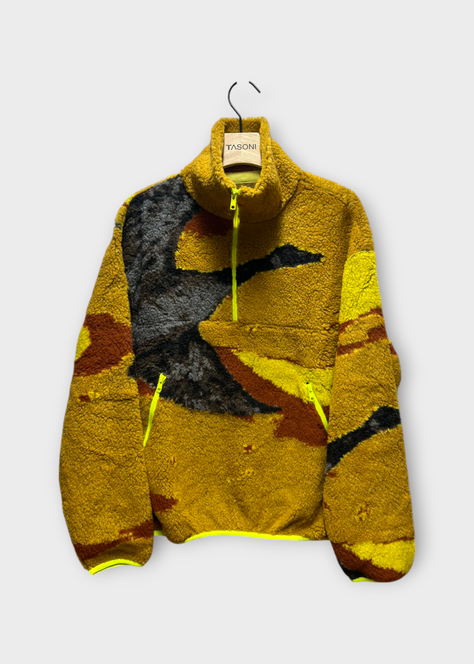 Conner Ives Conner Ives Sweatshirt, Print, Recycled Fleece Half Zipped Sweatshirt in Yellow w/ Duck Print
