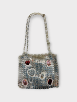 Rabanne Rabanne Bag, Silver, Metal Disc 1969 Shoulder Bag  w/ Rhinestone Brooches