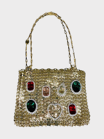 Rabanne Rabanne Bag, Gold, Metal Disc 1969 Shoulder Bag In Light Gold w/ Rhinestone Brooches