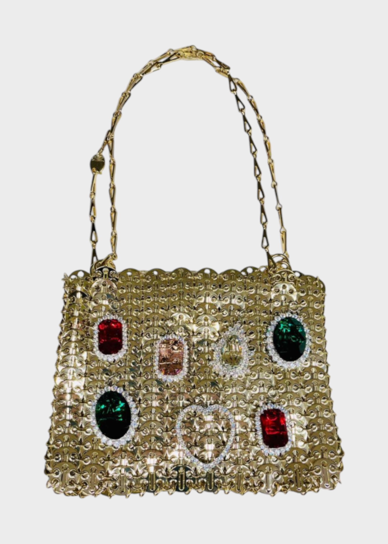 Rabanne Rabanne Bag, Gold, Metal Disc 1969 Shoulder Bag In Light Gold w/ Rhinestone Brooches