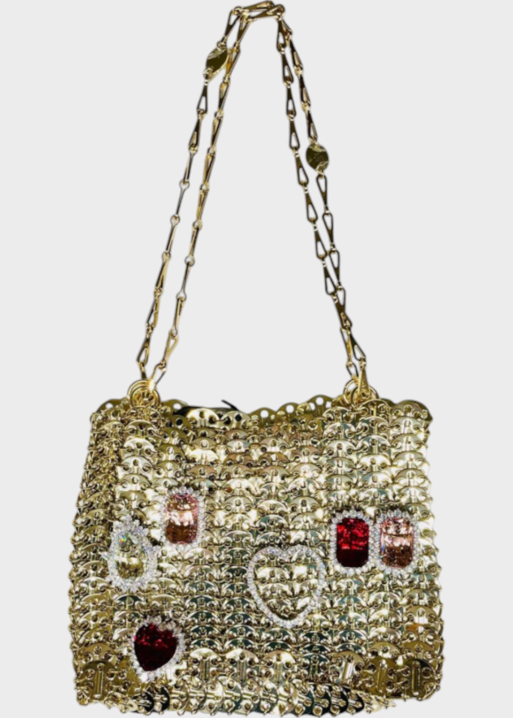 Rabanne Rabanne Bag, Gold, Metal Disc 1969 Shoulder Bag In Light Gold w/ Rhinestone Brooches