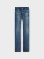 Celine Celine Jeans, Blue, Francoise Cotton Mid Rise Straight Leg Denim Trousers in Dark Union Wash