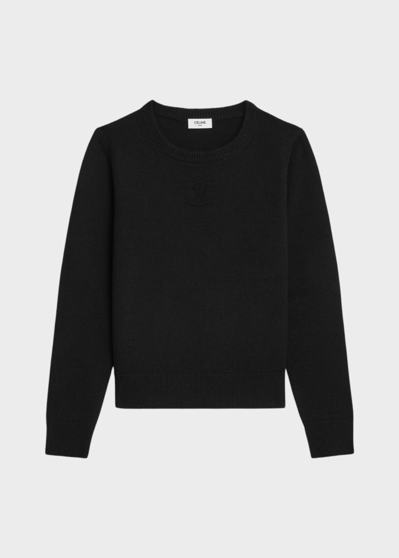 Celine Celine Knitwear, Black, Cashmere Crew Neck Pullover in Black