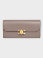 Celine Celine Wallet, Brown, Shiny Calf Leather Flap Closure Triomphe Large Wallet in Pebble