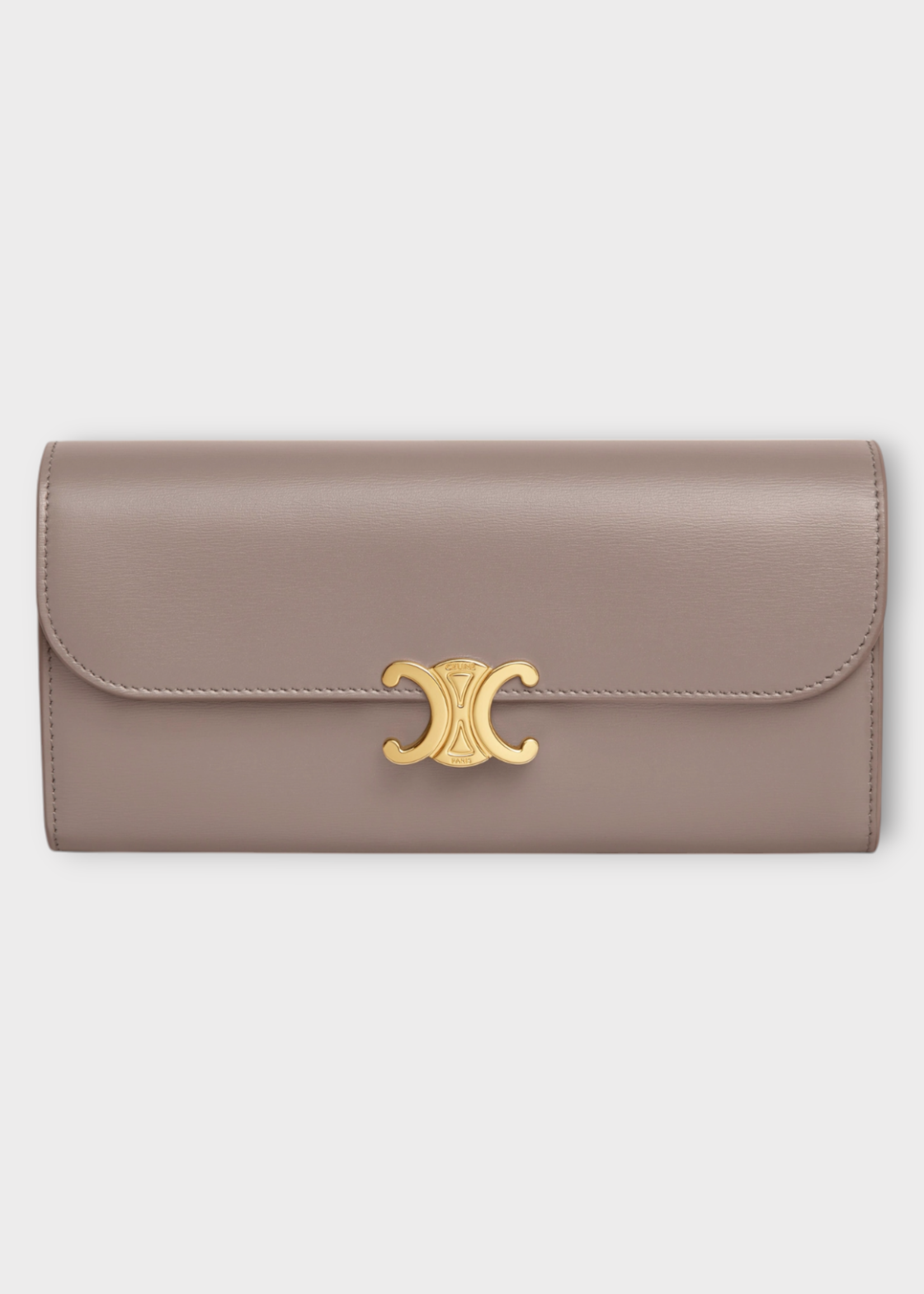 Celine Celine Wallet, Brown, Shiny Calf Leather Flap Closure Triomphe Large Wallet in Pebble
