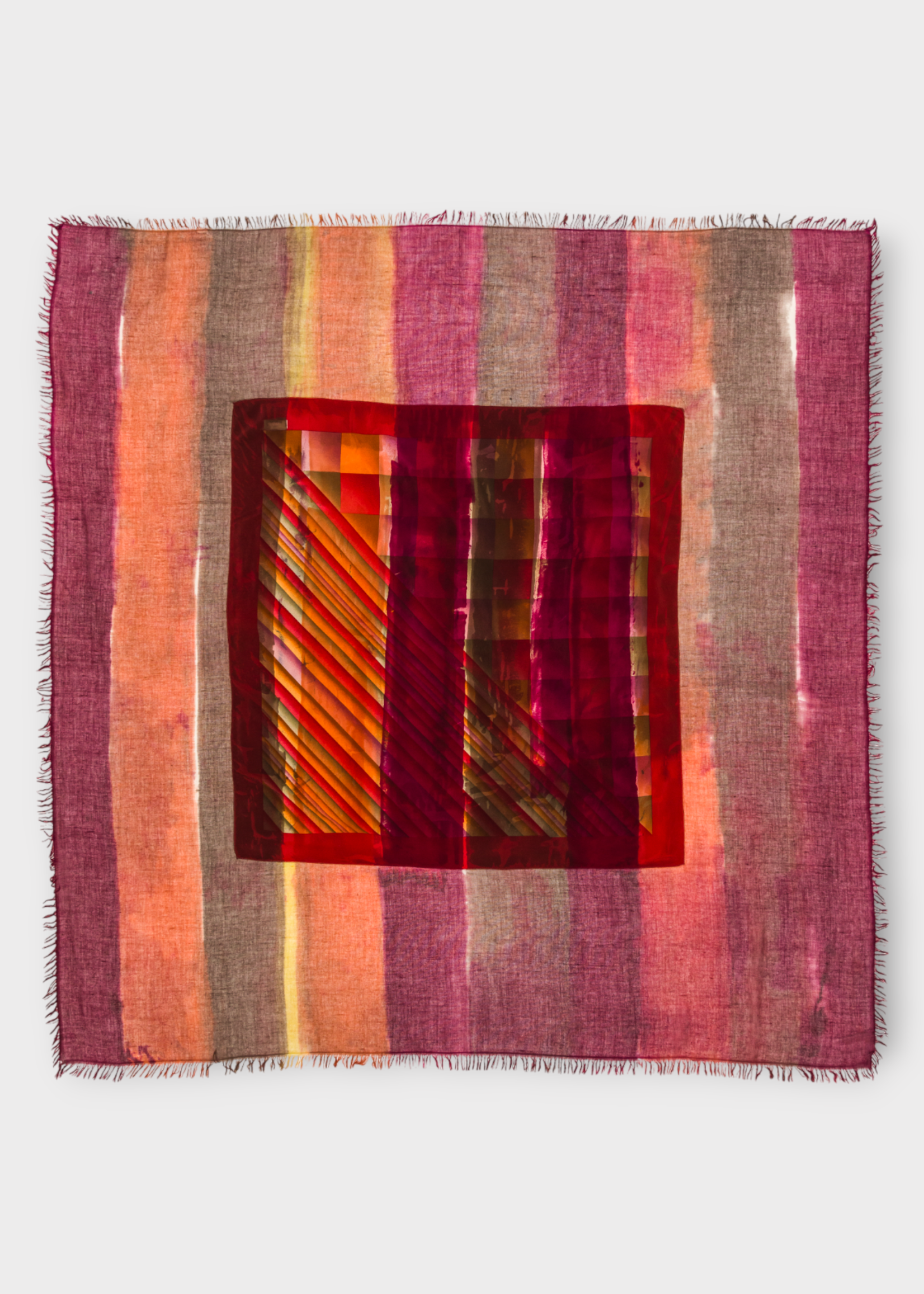 Dianora Salviati Dianora Salviati Scarf, Multi, Vintage Silk & Cashmere Scarf In Orange