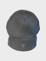 Tasoni TASONI Hat, Grey, Fisherman Ribbed Beanie Mid Heather Grey w/ Logo Embroidery