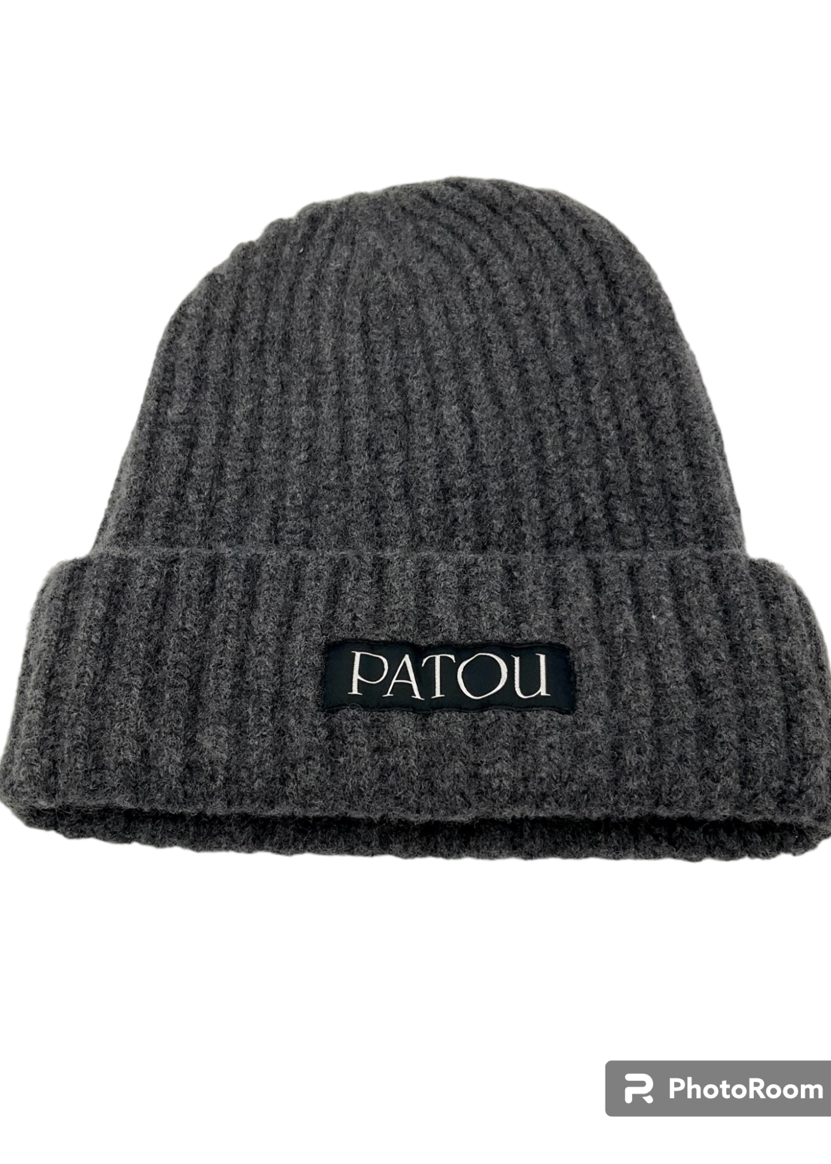 Patou Patou Hat, Grey, Wool Hip Ribs Beanie in Graphite