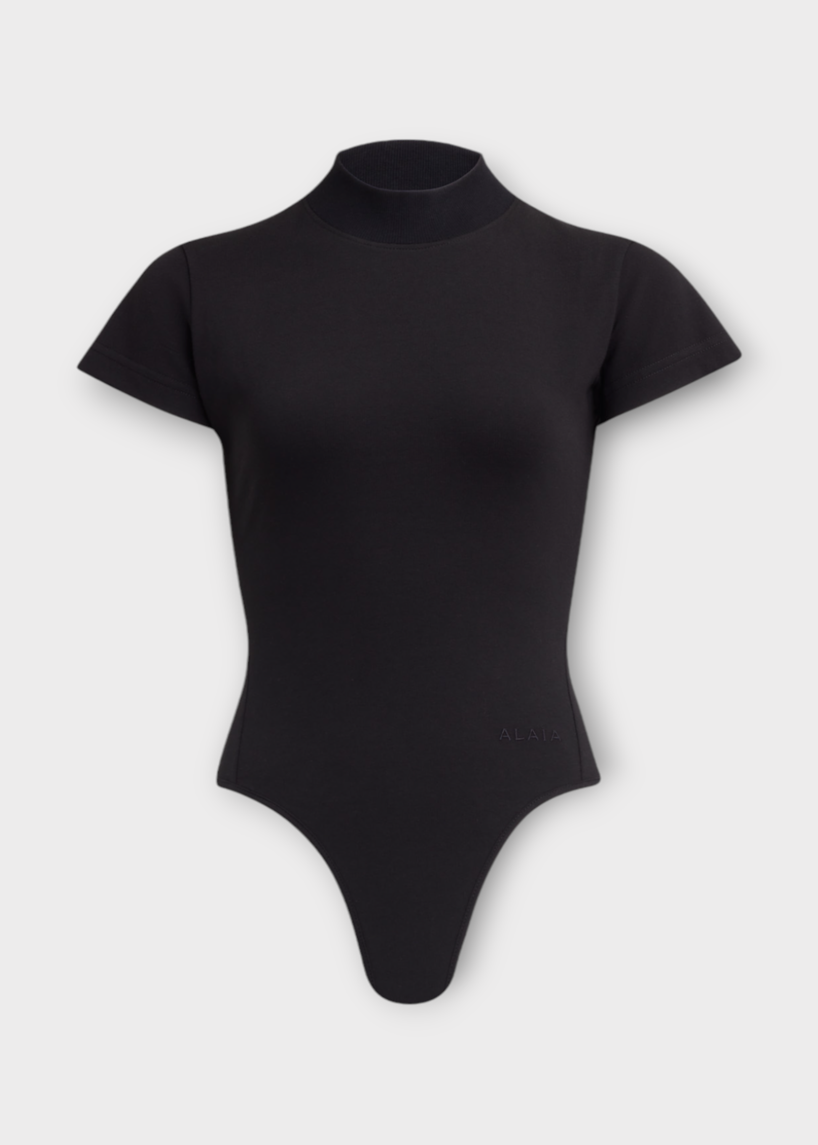 Alaia Alaia Top, Black, Cotton High Neck Short Sleeve T-Shirt Body In Noir Alaia