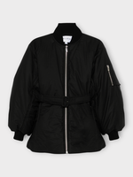 Alaia Alaia Jacket, Black, Technical Flared Zipped Belted Bomber In Noir Alaia