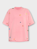 Balenciaga Balenciaga T-Shirt, Pink, Cotton Fruity Vintage Jersey Medium Fit T-Shirt In Faded Dirty Pink w/ Prints All Over