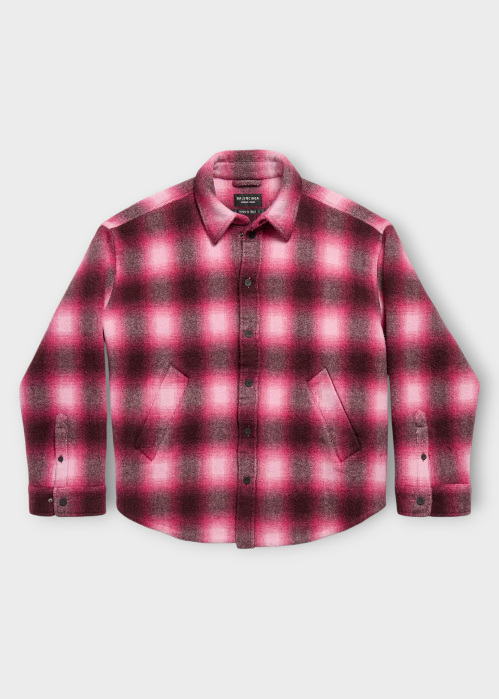 Balenciaga Balenciaga Shirt, Multi, Checked Flannel Padded Shirt In Pink & Black