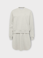 J.W. Anderson J.W. Anderson Dress, Grey, Layered Sweatshirt Crew Neck Mini Dress In Light Grey Melange