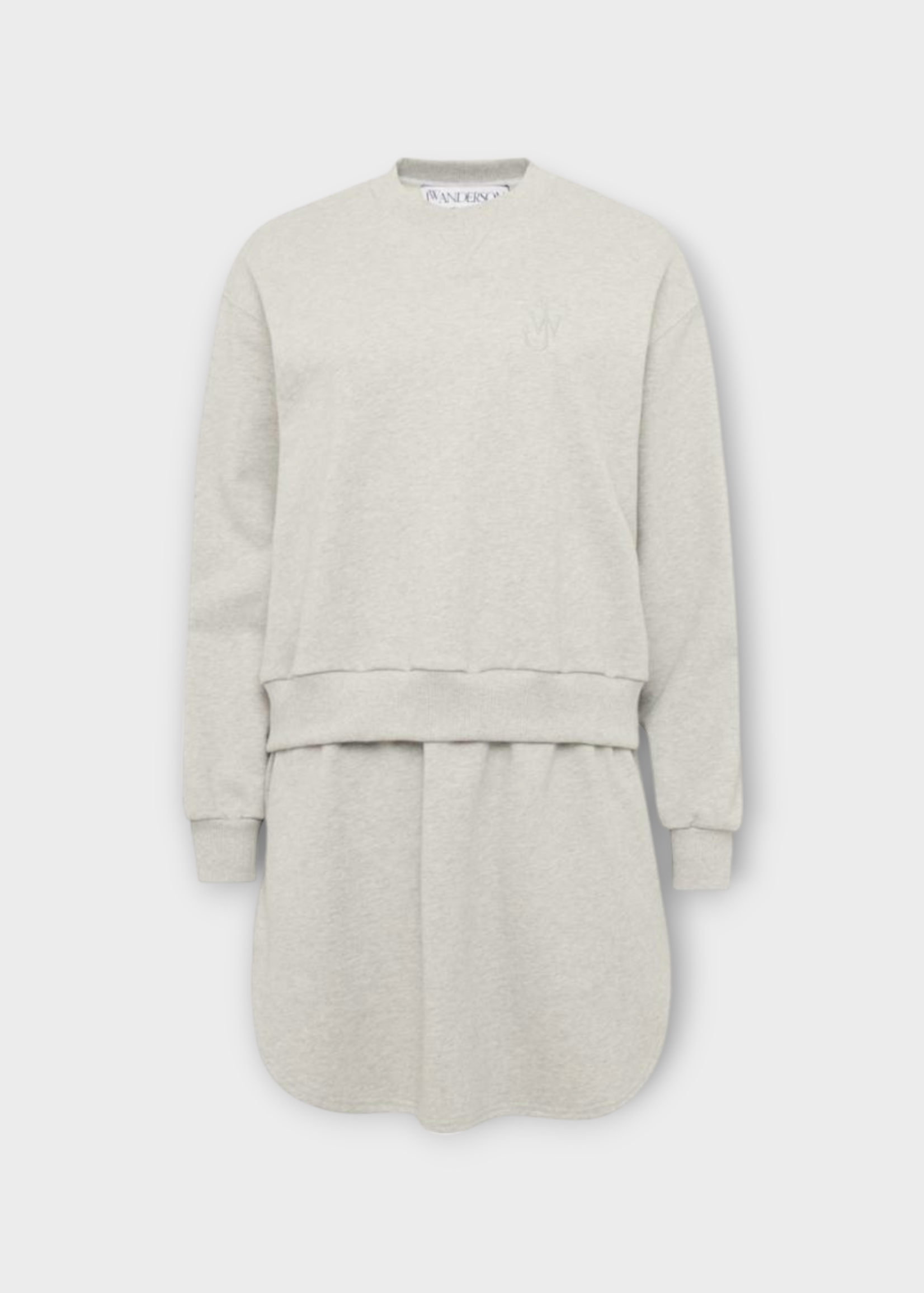 J.W. Anderson J.W. Anderson Dress, Grey, Layered Sweatshirt Crew Neck Mini Dress In Light Grey Melange