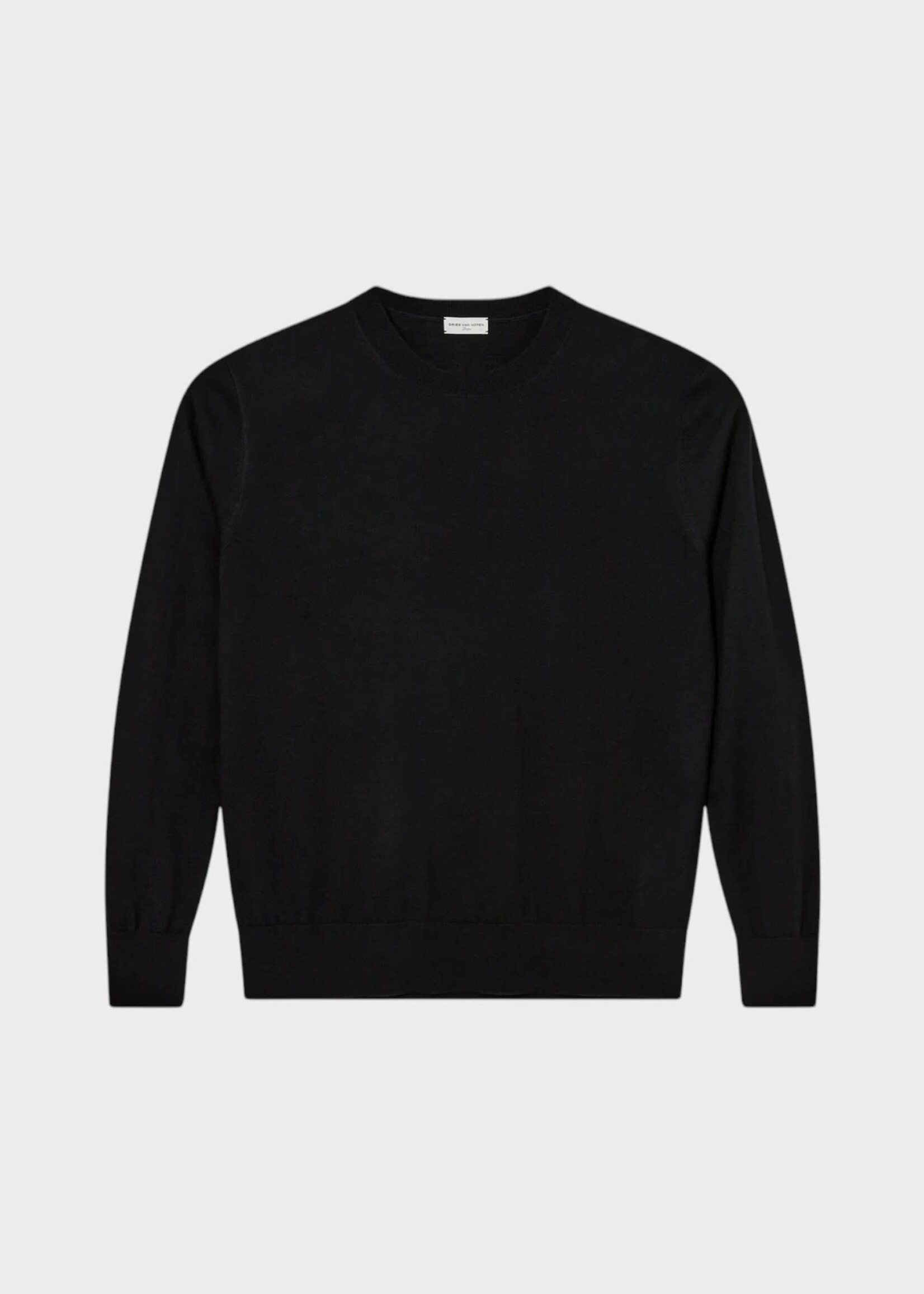 Dries Van Noten Dries Van Noten Sweatshirt, Black, Murton Merino Wool Classic Fit Crew Neck Sweater In Black