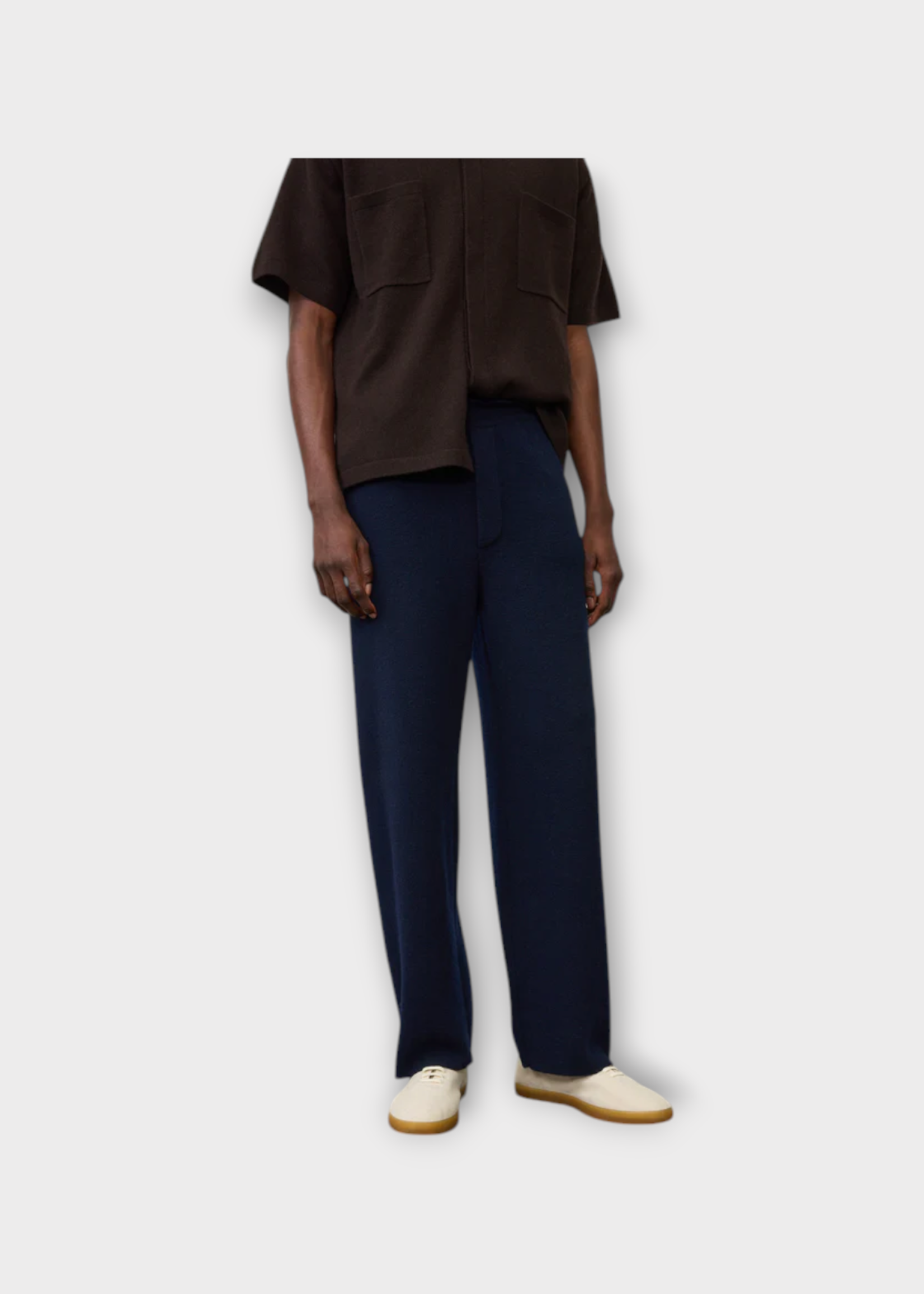 Lisa Yang Lisa Yang Trousers, Navy, Parker Cashmere Knitted Wide Leg Trousers