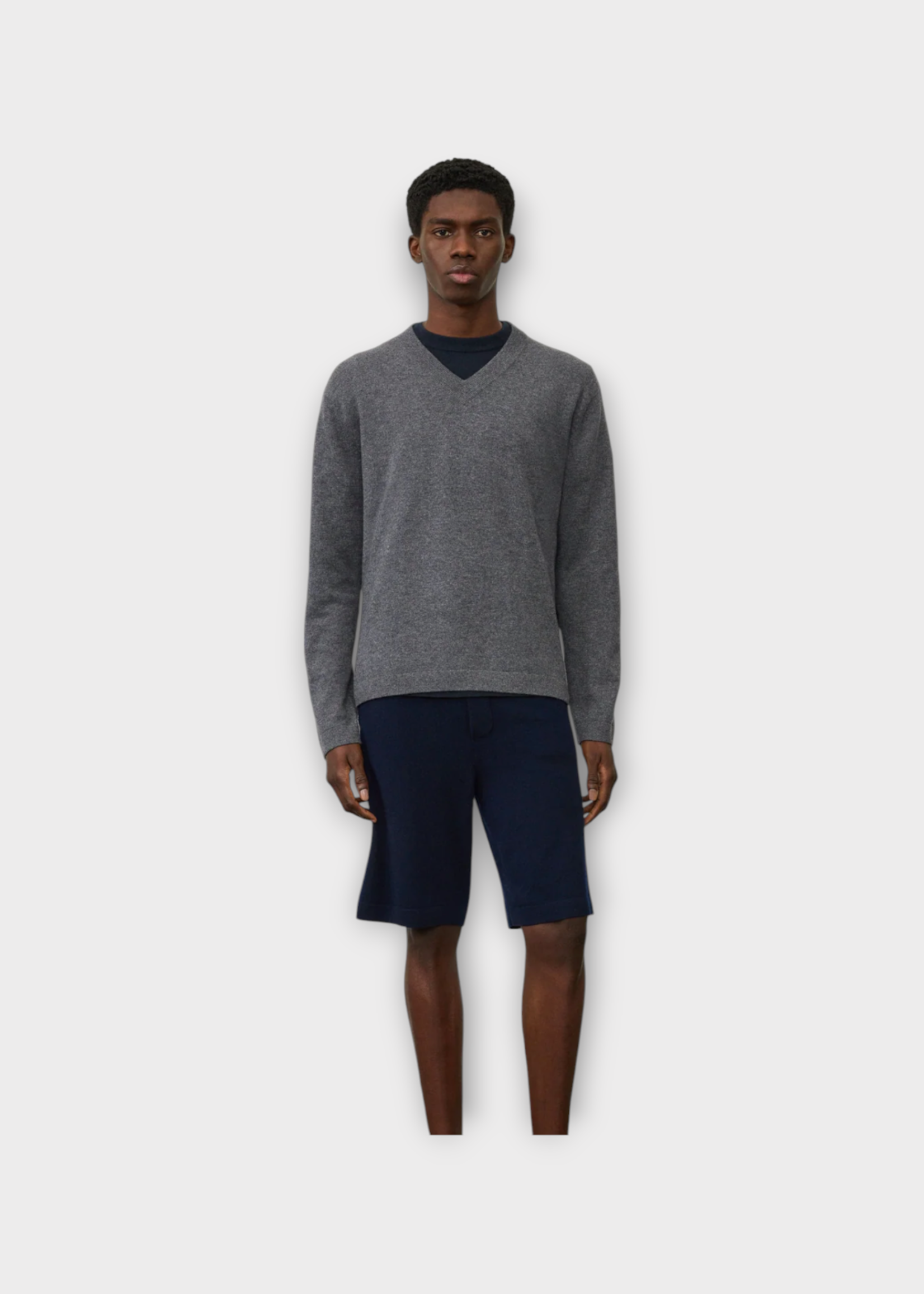 Lisa Yang Lisa Yang Knitwear, Grey, Clayton Cashmere Knitted V-Neck Sweater In Graphite