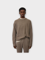 Lisa Yang Lisa Yang Knitwear, Brown, William Cashmere Knitted Crew Neck Ribbed Sweater In Truffle