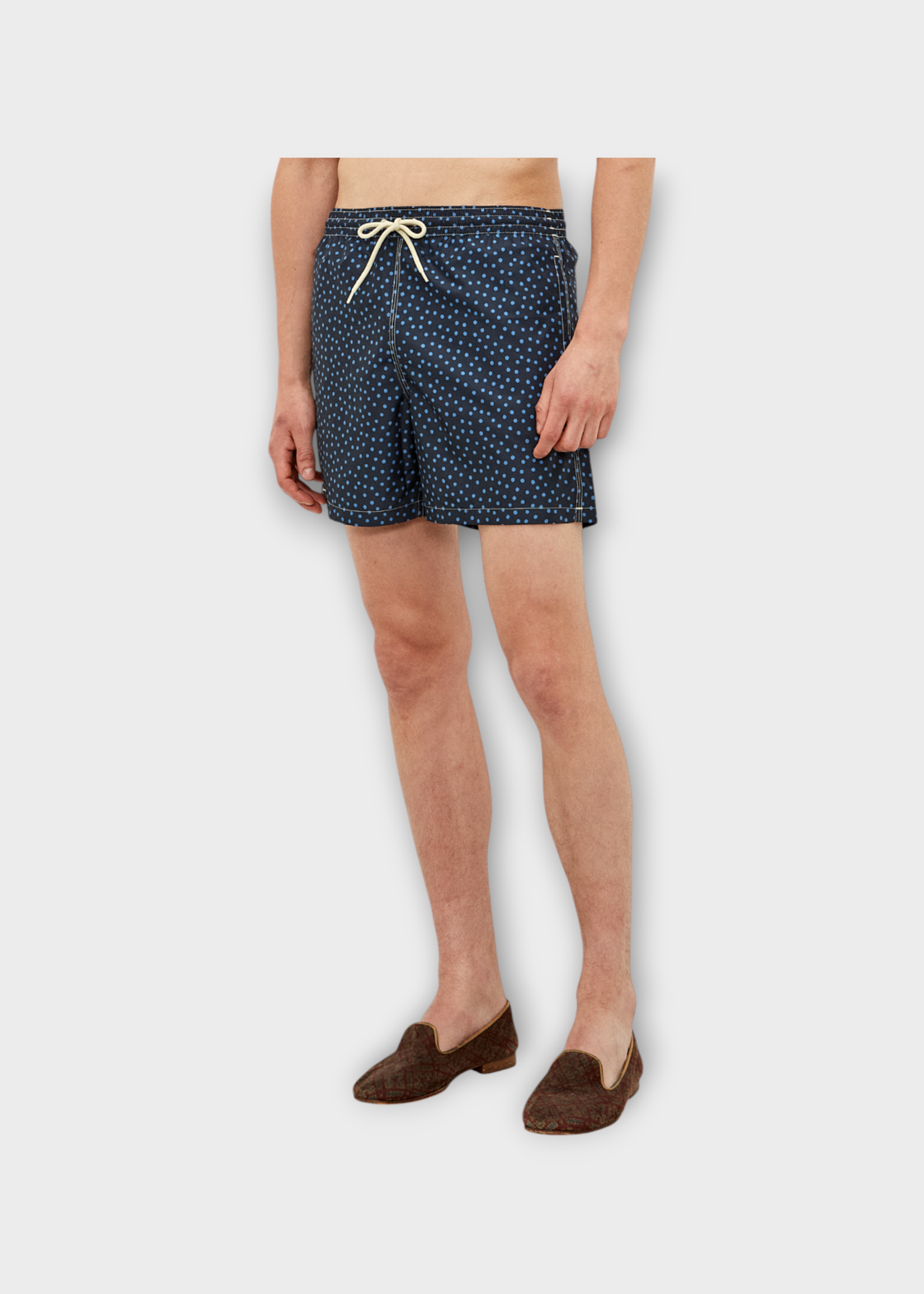 Massimo Alba Massimo Alba Swimwear, Print, Kite Drawstring Waist Swim Shorts In Blu w/ Polka Dots Print