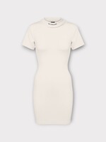 Balenciaga Balenciaga Dress, White, Embroidered Ribbed Stretch Peeling Jersey Mini T-Shirt Dress In Off White