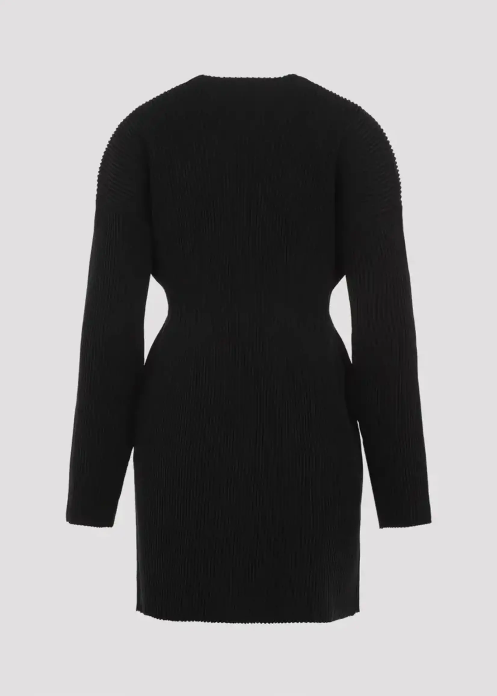 Balenciaga Balenciaga Dress, Black, Crew Neck Long Sleeve Ribbed Knit Hourglass Dress